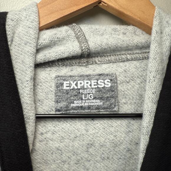 Express Men's Fleece Lined Pullover Hoodie Sweater Gray Size Large - Picture 4 of 8